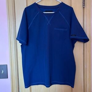 Jaanuu Scrubs Top Crew Neck Raglan Sleeve Blue Size Large